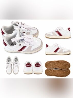 Levi’s Kids White & Burgundy Low Top Sneakers Size 11M